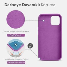 Ahl Shop iPhone Kılıf Ince Sıvı Silikon 3 Katmanlı Tam Kaplamalı Yumuşak Jel Kauçuk Kılıf Kapak (Mat Mor, iPhone 11)