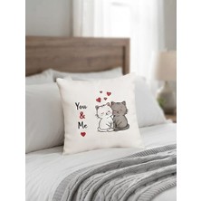 Kadorex Design You & Me Kedi Temalı Kupa ve Kırlent Seti – Sevgiliye Hediye – Çift Hediyesi