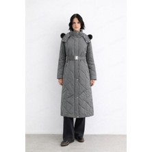 Doque 67011 Önden Düğmeli Fermuarlı Çıtçıtlı Kol Ucu Lastikli Beli Kemerli Lastikli Şişme Mont #12-25#