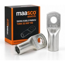 Maasco (3 Adet) S-50-M8 Sıkmalı Bakır (Kalay Kaplı) Pabuç M8