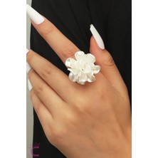 Cinderella Moda Yaratıcı Beyaz Çiçek Tasarım Ayarlanabilir Kadın Yüzük Gold - Plaj Tatili Takı Aksesuar