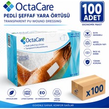 Octacare Su Geçirmez Pedli Şeffaf Pu Film Steril Yara Örtüsü 5cm×7,5cm (100 Adet)