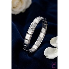 Cinderella Yıldızlı Paslanmaz Çelik Italyan Charm Bileklik 18CM Gümüş - Unisex Charmlı Italyan Bilekliği