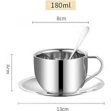 Ahl Shop Çelik 4 Adet 180 ml Çift Cidar Espresso Kahve Fincan Set Sunum Bardağı