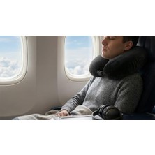 Ahl Shop Silikon Dolgulu U Tipi Seyahat Yastığı – Boyun Destekli Yolculuk Yastığı, Uçak, Araba, Tren ve Otobüs Kullanımı Için, Ergonomik Tasarım, Taşınabilir Boyun Yastığı