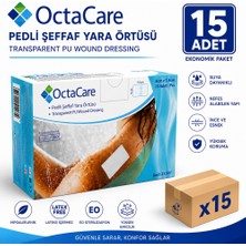 Octacare Su Geçirmez Pedli Şeffaf Pu Film Steril Yara Örtüsü 5 cm × 7,5 cm (15 Adet)