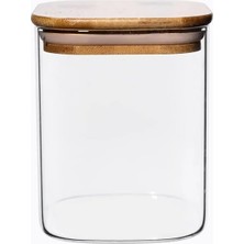 Ahl Shop 900ML Sızdırmaz Vakumlu Bambu Kapaklı Borosilikat Cam Kavanoz – Hava Geçirmez & Dayanıklı Gıda Saklama Kabı (10CM x 13CM)