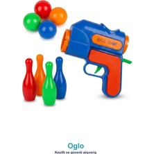 Oglo Top Fırlatan Tabanca 4 Labut 4 Top - Nişan Hedef Vurma Oyunu Mavi 3+ Yaş