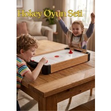 Boratila Toys 51 cm Ahşap Hava Hokeyi Oyunu Gerçekçi 2 Kişilik Hokey Oyun Seti Ahşap Demonte Pilli Oyuncak