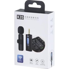 Ahl Shop K35 Wireless Microphone Kablosuz Yaka Mikrofonu 360° Çok Yönlü Gürültü Azaltma Type-C Android Akıllı Telefon ile Uyumlu Youtube Için Tablet Facebook Canlı Akış Video Kaydı Vlog Röportaj Uyumlu