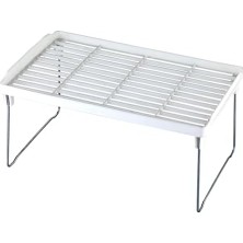Ahl Shop Metal Ayaklı Mutfak Banyo Rafı, Tezgah Üstü Organizer, Dolap Içi Düzenleyici, Plastik Raf, Beyaz (Küçük)