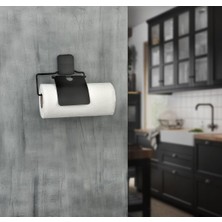 Ahl Shop Yapışkanlı Kağıt Rulo Havluluk Peçetelik Havlu Kağıtlık Mat Siyah Banyo Mutfak Düzenleyici