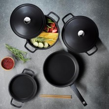 Ahl Shop Pro Cast Döküm Derin TENCERE-20CM-SIYAH