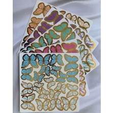 Ahl Shop Renkli Gold Varaklı Kelebek Pasta Dekor Süs 42 Adet
