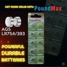Ahl Shop Poundmax 10 Adet AG5(LR754,393) 1,5V Alkalin Düğme Pil