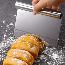 Ahl Shop Metal Pasta Kesici ve Ölçekli Hamur Kazıyıcı, Paslanmaz Çelik