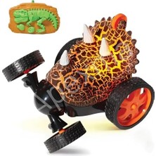 Ahl Shop Oyuncak Uzaktan Kumandalı 360° Hareket Edebilen Pilli Işıklı Dinozor Araba - Kumandalı Oyuncak Akrobat Araba (K-Kırmızı)