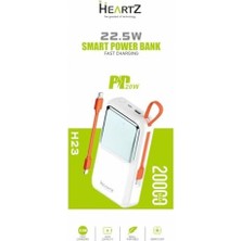 Ahl Shop H23 20000 Mah Power Bank Pd 20W ve USB 22.5W Fast Hızlı Şarj Dahili Type C ve Lightning Kablolu Dünya Standartlarına Uygun Polymer Batarya Birebir Amper LCD Göstergeli Powerbank