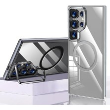 Ahl Shop Senon Galaxy S25 Ultra Kılıf M-Safe Şarj Özellikli Wlons Standlı Efsane Kapak Gri