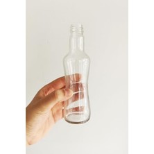 Ahl Shop 250 ml Şeffaf Ince Belli Kapaklı Cam Şişe 250 cc Meşrubat Şişesi 6 Adet (Beyaz Kapak)