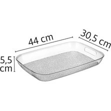 Ahl Shop Diamond Akrilik Kırılmaz Şeffaf Servis Tepsisi (Dikdörtgen) 44X30X5CM - Akrilik Kırılmaz Tepsi 844