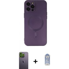 Marsilyan™- iPhone 12 Pro Max Kılıf Akış Minimal Özel Seri - Siyah Joko Magic 5d Cam + Neon Fosforlu Kamera Lens - Yl