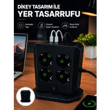 Dikey Priz Kulesi 8 Ac Priz 4 USB 2 Type-C Çocuk Korumalı Güç Dağıtıcı Midastech