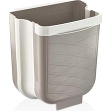 Ahl Shop Katlanabilir Çöp Kovası Dolap Kapağına Asılabilir Çöp Kutusu Organizer Poşetlik Deterjan Kutusu (Bej)