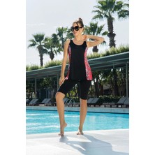 Ruko Maio Ruko Tankini Mayo Siyah Desenli Şortlu Deniz Havuz Takımı
