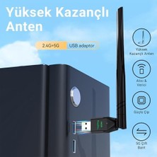 Ahl Shop 650 Mbps 2.4ghz/5ghz Dual Band Alıcı Verici USB Wifi Adaptör