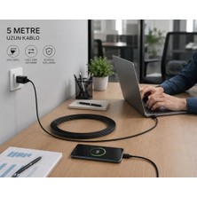 Ahl Shop USB To Micro USB Şarj Kablosu 5 Metre Uzun Kablo Hızlı Şarj Destekli Charging Data Sync Kablo High Speed Charging Enerji Tasarruflu Uzun Mesafe Kullanım Için USB Input Uyumlu | ZR940