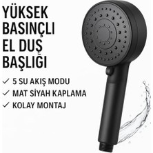 Ahl Shop Siyah Duş Başlığı – Yüksek Basınçlı, Su Tasarruflu, Kolay Montaj, Kireç Önleyici, Banyo Aksesuarı
