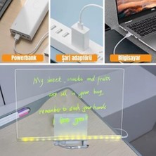 Ahl Shop Shopexxtra LED Işıklı Şeffaf Çizim Tableti ve Yazı Tahtası - 30X20 Cm, Ayarlanabilir Standlı Akrilik Not Panosu, USB Güçlü Eğitici Çocuk Boyama Seti, 7 Renkli Kalem ve Temizleme Bezi Hediyeli