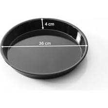 Ahl Shop -Lab 36 cm Siyah Parlak Emaye Yuvarlak Fırın Tepsisi ve Közmatik Pratik Emaye Közleme Tavası Seti Siyah 30 x 36