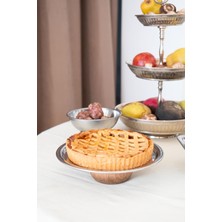Ahl Shop Ahşap Ayaklı Çelik 23 cm Tatlı Meyve Servis/sunum Tepsisi