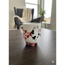 Ahl Shop Inek Kupa 07 El Yapımı 3D Krem Parlak Kupa - El Yapımı Seramik Kupa
