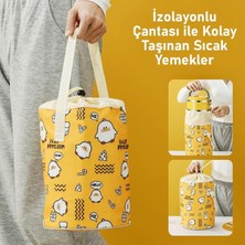 Ahl Shop 4 Gözlü Çelik Penguen Desenli Sarı Termal  Kutusu Çocuklar Için Şirin