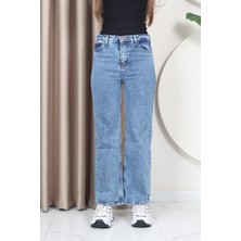 Circle Jeans Düz Paça Yüksek Bel Kadın Denim Pantolon