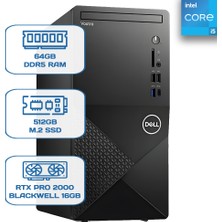 Dell Vostro 3030 N6004VDT3030MTU I5 14400 64GB Ddr5 512GB M.2 SSD Rtx Pro 2000 Blackwell 16GB W11P Desktop