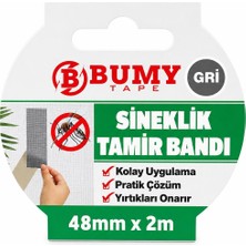 Bumy Sineklik Tamir Bandı Gri 48 mm x 2 M Kendinden Yapışkanlı Sineklik Onarım Bandı