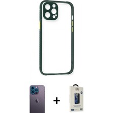 Marsilyan™- iPhone 12 Pro Max Kılıf Nova Asil Özel Seri - Siyah Bilvis Hayalet Cam Ekran Koruyucu + Neon Fosforlu Kamera Lens - Mı