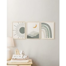 Nt Handmade Mc Home Art Çerçeveli Uv Baskı 3'lü Bebek Çocuk Odası Duvar Tablosu – Modern & Şık Duvar Dekoru