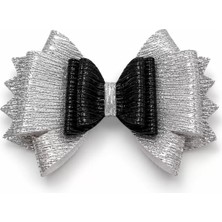 Tigea Accessories Glitter Detaylı Fiyonk Saç Tokası 9x6 cm Gri - Siyah