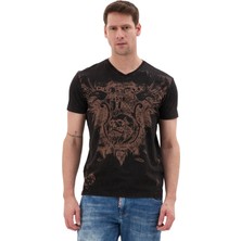 Cipo & Baxx Erkek T-Shirt Bisiklet Yaka Günlük Rahat Kesim Pamuklu Baskılı Tshirt - CT856