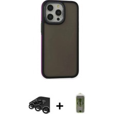 Marsilyan™- iPhone 15 Pro Kılıf Eksen Işık - Siyah Joko Magic 5d Hayalet Cam + Raze Metal Kamera Lens - Tmgı