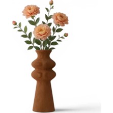 Tigea Accessories Premi̇um Iskandi̇nav Rusti̇k Plasti̇k 3D Dekorati̇f Vazo Kahverengi