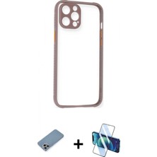Marsilyan™- iPhone 12 Pro Max Kılıf Nova Asil Özel Seri - Siyah 3D Antistatik Seramik Nano Ekran Koruyucu + Shine Kamera Lens Koruma Cam - Gı