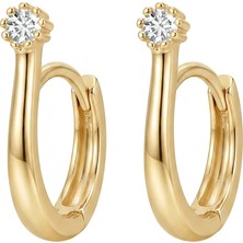 Duyum Gold Tektaş Halka Küpe Altın 14 Ayar