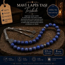 Lia Charm Lapis Lazuli Doğal Taş Tesbih 33 Lü 8 mm Özel Kesim Mavi Tesbih