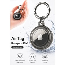 Conocer Saydam Siyah Airtag Kılıfı Silikon Kapaklı Metal Karabina Askılı Su Geçirmez Koruyucu
